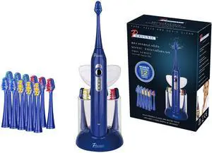 Pursonic S430BE 40K SPM Sonic Movement Rechargeable Electric Toothbrush with Bonus 12 Brusheads, Blue Pursonic S430BE 40K SPM Sonic Movement Rechargeable Electric Toothbrush with Bonus 12 Brusheads, Blue