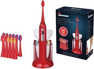 Pursonic PCPS430RD 40K SPM Sonic Movement Rechargeable Electric Toothbrush with Bonus 12 Brusheads, Red