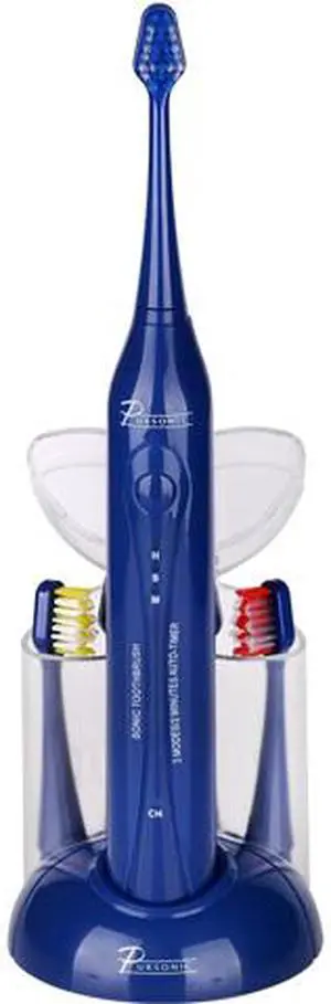 Pursonic S420BE High Power Rechargeable Sonic Toothbrush with 12 Brush Heads and Storage Charger