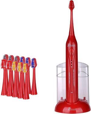 Pursonic S420RD Rechargeable Sonic Toothbrush with 12 Brush Heads and Storage Charger