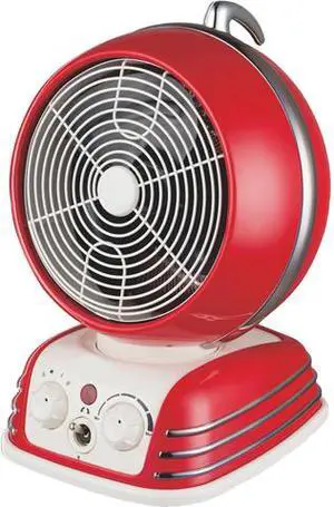 Optimus H-1418 Retro Design Oscillating Fan Heater, Red Optimus H-1418 Retro Design Oscillating Fan Heater, Red