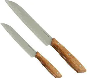 Gibson Home 107194.02 Seward 2-piece Stainless Steel Santoku Cutlery Set with Wooden Handle