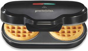 Proctor Silex 26102 Black Petite Double Waffle Maker Nonstick Grids Makes 4" Round Waffles Black