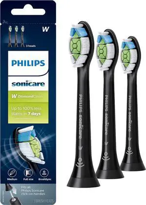 Sonicare W DiamondClean Standard Sonic Replacement Toothbrush Heads, 3 Pack Set HX6063/95