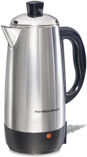 Hamilton Beach 40616R 12-Cup Percolator with Cool-Touch Handle, Stainless Steel