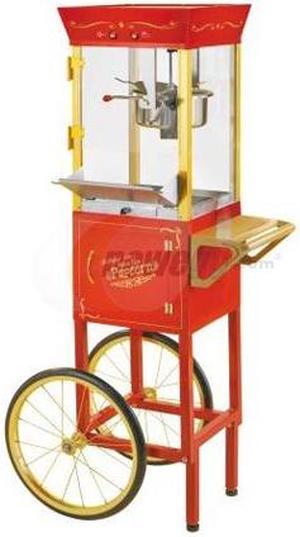 Nostalgia 53-Inch Commercial 8-Ounce Popcorn Cart, Red CCP510