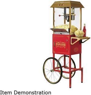 NOSTALGIA ELECTRICS NKPCRT10RD Red Vintage 10-Ounce Professional Popcorn Cart - 59 Inches Tall