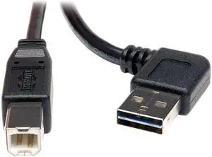 Tripp Lite UR022-006-RA Black Universal Reversible USB 2.0 Right Angle A-Male to B-Male Device Cable
