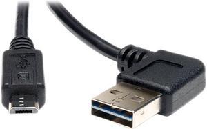 Tripp Lite UR050-003-RA Black USB2.0 Right Angle Universal / Reversible A to Micro-USB B Device Cable