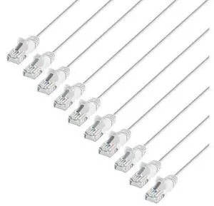 Intellinet Cat6 U/UTP Slim Network Patch Cable, 1.5 ft., White, 10-Pack, 10G, 250 MHz, 100% Copper, 30 AWG, RJ45, Stranded, Snag-free, Gold-plated Contacts Intellinet Cat6 U/UTP Slim Network Patch Cable, 1.5 ft., White, 10-Pack, 10G, 250 MHz, 100% Copper, 30 AWG, RJ45, Stranded, Snag-free, Gold-plated Contacts