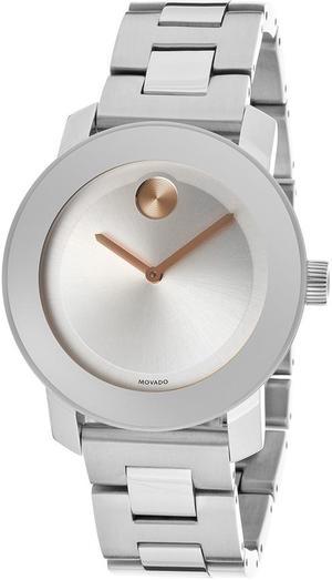 Movado Bold Ladies Silver Dial Mirror Stainless Steel Swiss Quartz Watch 3600084