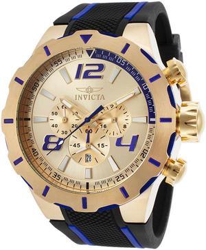 Invicta 20107 Men's S1 Rally Chrono Black Polyurethane Gold-Tone Dial Blue Accents Watch