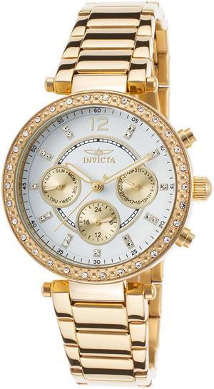 Women's Angel Multi-Function 18K Gold Plated SS White Dial
