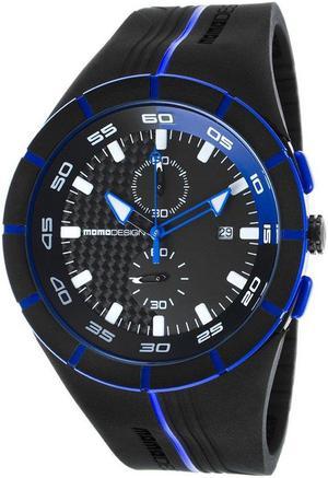 Momo Design Md1113bk-21 Men's Highway Chronograph Black And Blue Silicone Carbon Fiber Dial Watch
