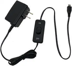 Micro Connectors RAS-PWR03-PI UL Approved Micro-USB 5V/2.5A Power Adapter with ON/OFF Switch for Raspberry Pi