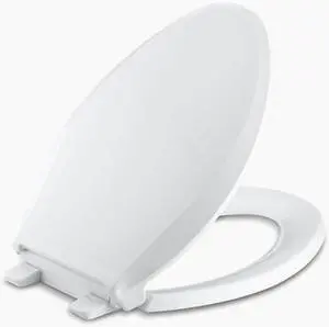 KOHLER K-7671-0 Toilet Seat, With Cover, Plastic, Elongated, White