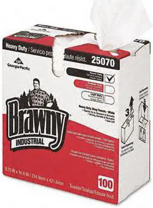 Brawny Heavy-Duty Shop Towels Cloth 9 1/10 x 16 1/2 100/Box 25070