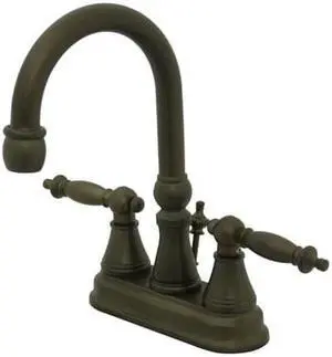 Kingston Brass KS2615TL 4 Inch Center High Rise Spout Lavatory Faucet - Oil Rubbed Bronze