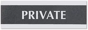 Headline Sign Century Series Office Sign PRIVATE 9 x 3 Black/Silver 4761