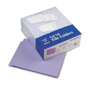 Tops Pendaflex H110DPR Reinforced Two-Ply Folders  Straight Cut  End Tab  Letter  Purple  100/Box