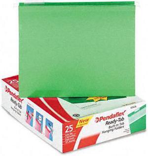 Tops Pendaflex 42626 Ready-Tab Reinforced Hanging Folders  1/5 Tab  Letter  Bright Green  25 per Box