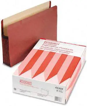 Tops Pendaflex 45303 Watershed 7   Expansion File Pocket  Straight Cut  Legal  Red  5/Box