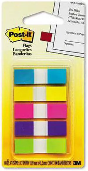 3M 6835CB Small Flags  Five Bright Colors  Five Dispensers of 20 Flags per Color