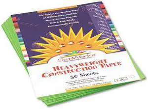 Pacon 9603 SunWorks Construction Paper  Heavyweight  9 x 12  Bright Green  50 Sheets