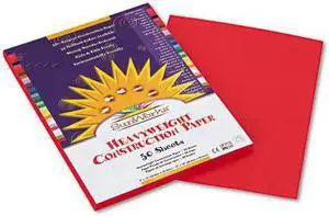 Pacon 9903 SunWorks Construction Paper  Heavyweight  9 x 12  Holiday Red  50 Sheets