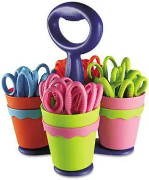 Westcott School Scissor Caddy and 24 Kids Scissors With Microban 5" Blunt 14756
