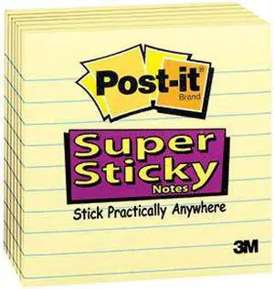 3M Company MMM6756SSCY Post-It Super Sticky Notes 4X4 6Pk Lined