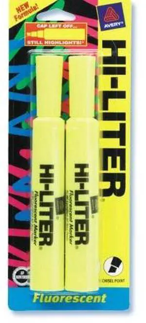 Avery Highlighter Chisel Point 2/CD Fluorescent Yellow 24081