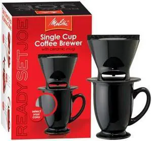 Melitta 64010  1 Cup Coffee Brewer with Ceramic Mug, Black