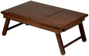 Winsome 94623 Alden Lap Desk Flip Top with Drawer Foldable Legs- Antique Walnut