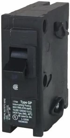 SIEMENS Q120 Miniature Circuit Breaker, Q Series, 20A, 1 Pole, 120V AC, 10kA at
