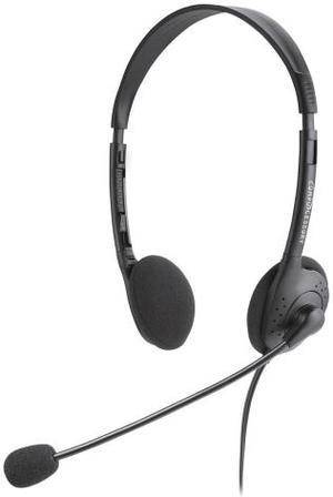 Compucessory CCS15154 Lightweight Stereo Headphones with Microphone  71 in. Cord  BK