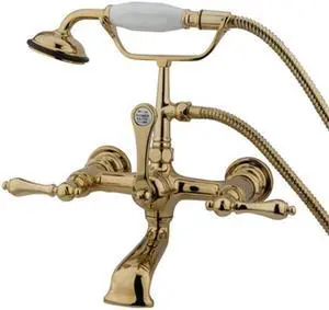 Kingston Brass Cc551T2 Clawfoot Tub Filler With Hand Shower - Polished Brass Handles