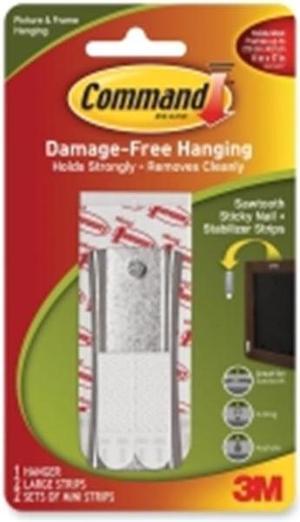 3M 17047 Command Sticky Nail Sawtooth Hanger 1 hanger, 2 large strips, 2 sets of mini str