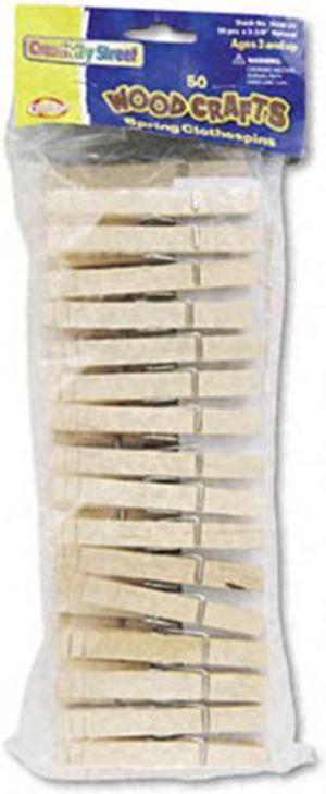 Chenille Kraft 365801 Wood Spring Clothespins, 3 3/8 Length, 50 Clothespins/Pack