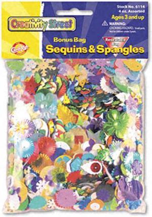 Creativity Street Sequins and Spangles, Assorted Metallic Colors, 4 Oz/Pack 6114