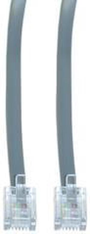 CableWholesale 8101-64125 Telephone Cord (Data), RJ11, 6P, 4C, Silver Satin, Straight, 25 foot