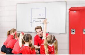 Ghent M1-48-4 Magnetic Porcelain Whiteboard with Aluminum Frame - 96.5" x 48.5" - White Surface, Satin Aluminum Frame