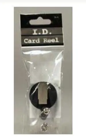 Baumgartens 68844 ID Card Reel w/Sprg Clip-Black - Pack of 12