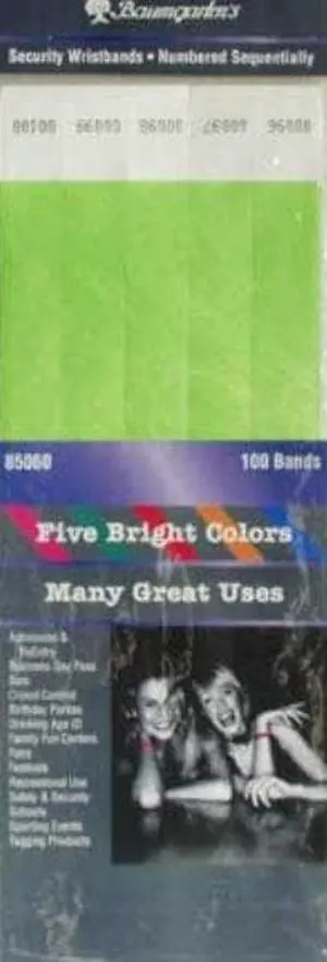 Baumgartens 85060 3/4" Wrist Bands-Green 100/pk - Pack of 6