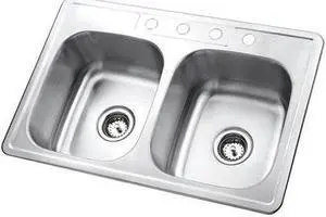 Gourmetier GKTD33227 Self-Rimming Double Bowl Kitchen Sink, Satin Nickel