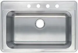 Gourmetier GKTS332290 Self Rimming Single Bowl Sink, Satin Nickel