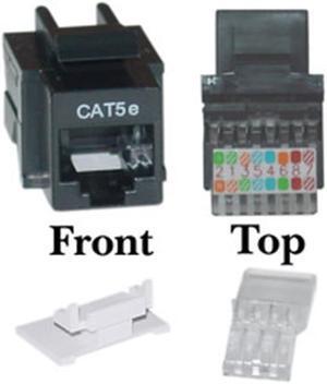 CableWholesale 311-120BK Cat 5e Keystone Jack, Black, Toolless, RJ45 Female
