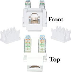 CableWholesale 320-120WH Keystone Insert  White  Phone-Data Jack  RJ11  RJ12 Female to 110 Type Punch Down