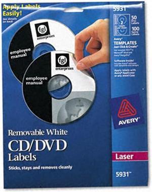 AVERY 5931 Matte White Removable CD Labels for Laser Printers