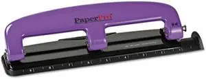 Accentra 2105 12-Sheet Capacity Compact Three-Hole Punch, Rubber Base, Purple-Black